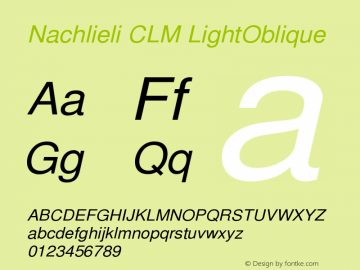 Nachlieli CLM LightOblique Version 0.100 Font Sample