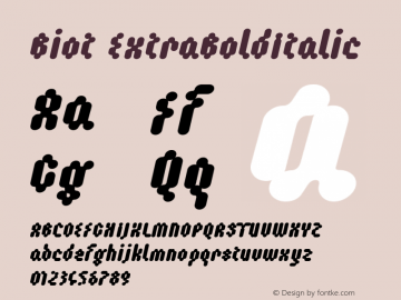 Biot ExtraBoldItalic Macromedia Fontographer 4.1 10/23/2002 Font Sample
