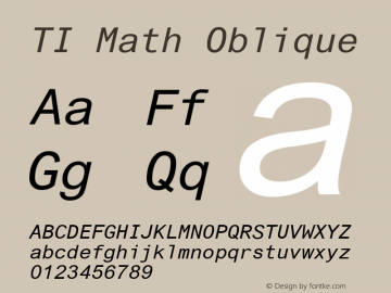 TI Math Oblique Version 1.0 Font Sample