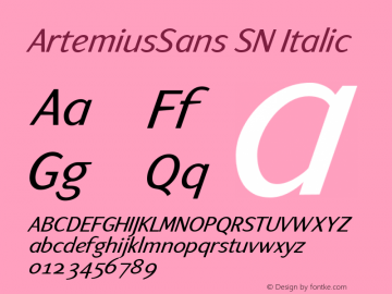 ArtemiusSans SN Italic Version 001.001 Font Sample