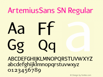 ArtemiusSans SN Regular Version 001.001 Font Sample