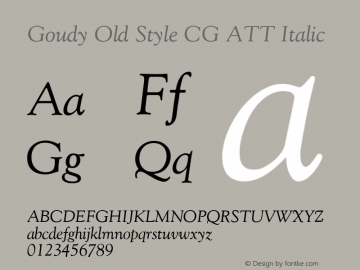 Goudy Old Style CG ATT Italic 1.0图片样张