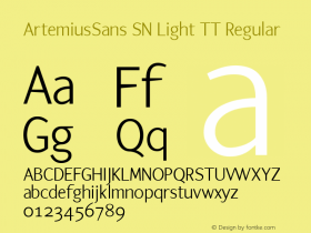 ArtemiusSans SN Light TT Regular 001.001 Font Sample