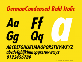 GermanCondensed Bold Italic Version 1.01图片样张