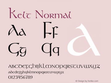 Kelt Normal 1.0/1995: 2.0/2001 Font Sample