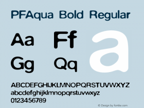 PFAqua Bold Regular Macromedia Fontographer 4.1 7/5/2000 Font Sample