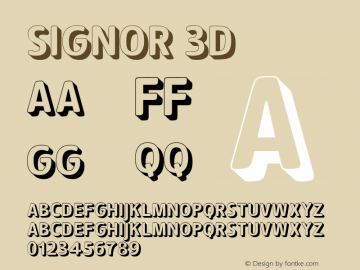 Signor 3D Version 1.000 Font Sample