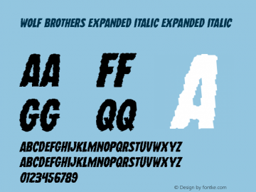 Wolf Brothers Expanded Italic Expanded Italic Version 1.0; 2015 Font Sample