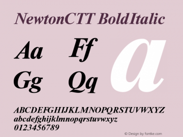 NewtonCTT BoldItalic TrueType Maker version 3.00.00 Font Sample
