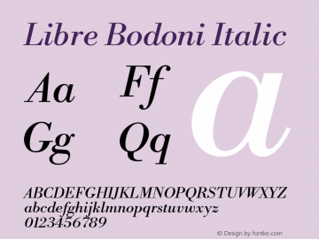 Libre Bodoni Italic Version 1.001图片样张