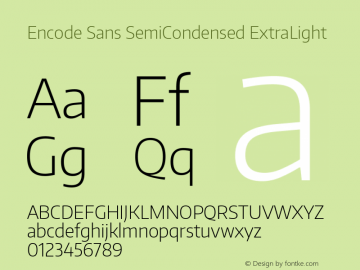 Encode Sans SemiCondensed ExtraLight Version 1.002; ttfautohint (v1.1) -l 8 -r 50 -G 200 -x 14 -D latn -f none -w G图片样张