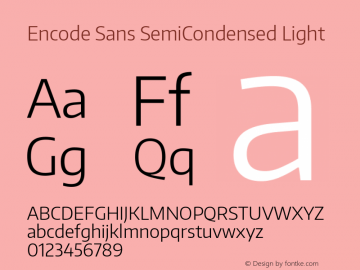 Encode Sans SemiCondensed Light Version 1.002; ttfautohint (v1.1) -l 8 -r 50 -G 200 -x 14 -D latn -f none -w G Font Sample
