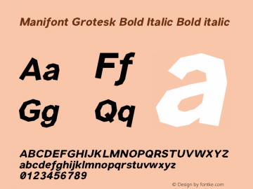 Manifont Grotesk Bold Italic Bold italic Version 001.001 Font Sample