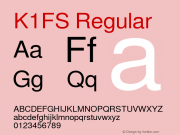 K1FS Regular Version 0412.2268 Font Sample