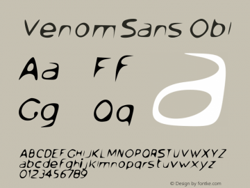 Venom Sans Obl Version 1.001 Font Sample