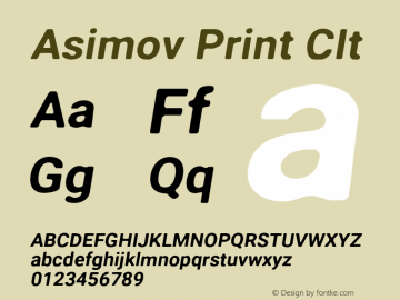 Asimov Print CIt Version 2.000980: 2014 Font Sample