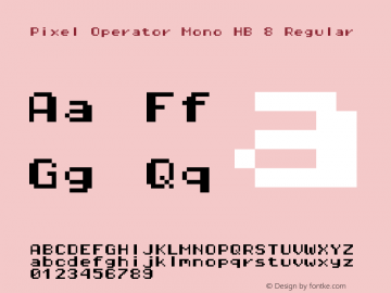 Pixel Operator Mono HB 8 Regular 2016.04.25 Font Sample