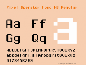 Pixel Operator Mono HB Regular Version 1.5.0 (October 25, 2015) Font Sample