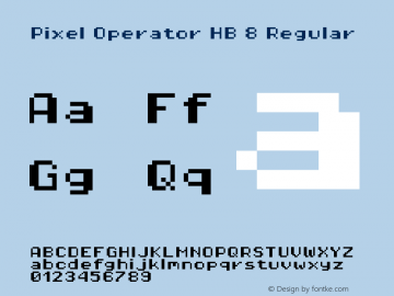 Pixel Operator HB 8 Regular Version 1.5.0 (October 25, 2015) Font Sample