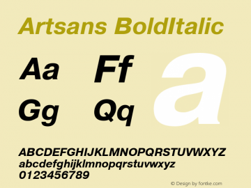Artsans BoldItalic 1.000.000 Font Sample