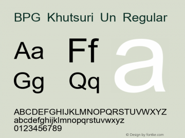BPG Khutsuri Un Regular Version 2.3 Font Sample