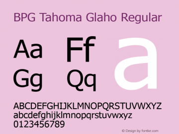 BPG Tahoma Glaho Regular Version 2.80 Font Sample