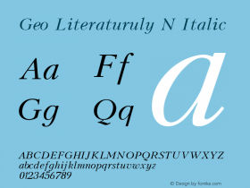 Geo Literaturuly N Italic 1.000 Font Sample