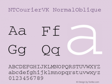 NTCourierVK NormalOblique 02.2A Font Sample