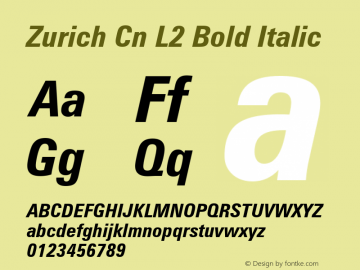 Zurich Cn L2 Bold Italic mfgpctt-v1.86 Feb 20 1996图片样张