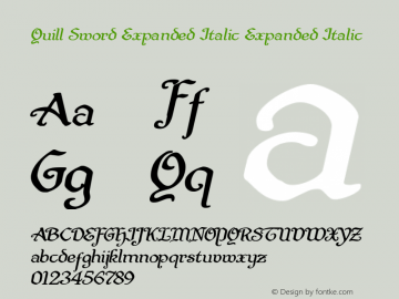Quill Sword Expanded Italic Expanded Italic Version 1.0; 2015 Font Sample