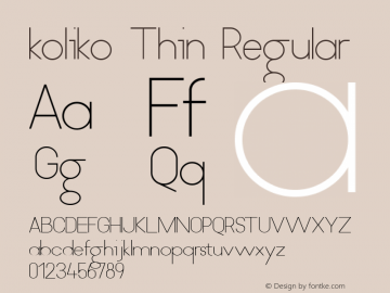 koliko Thin Regular Version 1.000 Font Sample