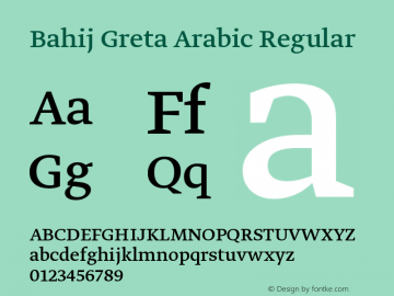 Bahij Greta Arabic Regular Version 1.00 June 9, 2015图片样张