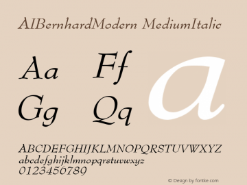 AIBernhardModern MediumItalic Version 1.00图片样张