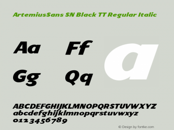 ArtemiusSans SN Black TT Regular Italic 001.001图片样张