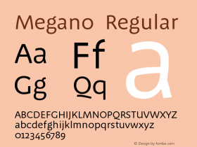 Megano Regular 1.0; pdf-x uazero; DTL KM; Font Sample