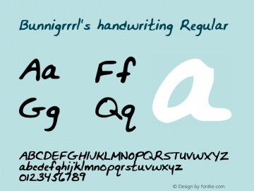 Bunnigrrrl's handwriting Regular 2000; 1.0, initial release图片样张