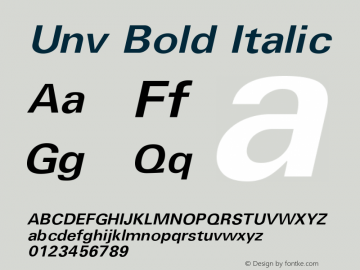 Unv Bold Italic Version 1.02图片样张