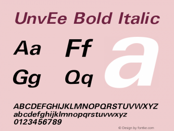 UnvEe Bold Italic Version 1.02图片样张