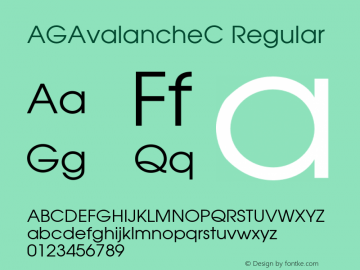 AGAvalancheC Regular OTF 1.0;PS 001.000;Core 116;AOCW 1.0 161 Font Sample