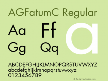 AGFatumC Regular OTF 1.0;PS 001.000;Core 116;AOCW 1.0 161 Font Sample