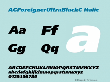 AGForeignerUltraBlackC Italic OTF 1.0;PS 001.000;Core 116;AOCW 1.0 161 Font Sample