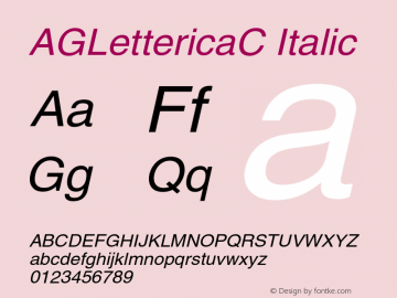 AGLettericaC Italic OTF 1.0;PS 001.000;Core 116;AOCW 1.0 161图片样张