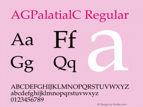 AGPalatialC Regular OTF 1.0;PS 1.000;Core 116;AOCW 1.0 161 Font Sample