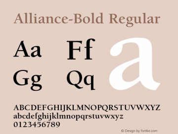 Alliance-Bold Regular OTF 1.0;PS 001.000;Core 116;AOCM 1.0 28 Font Sample