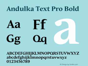 Andulka Text Pro Bold Version 1.000;PS 001.000;hotconv 1.0.38图片样张