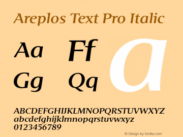 Areplos Text Pro Italic Version 1.000 2005 initial release图片样张