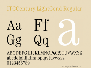 ITCCentury LightCond Regular OTF 1.0;PS 001.000;Core 1.0.22 Font Sample