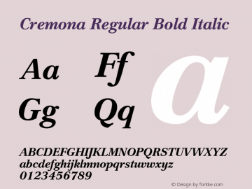 Cremona Regular Bold Italic OTF 1.0;PS 001.001;Core 1.0.22 Font Sample