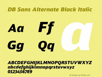 DB Sans Alternate Black Italic Version 1.000;PS 2.00;hotconv 1.0.38 Font Sample