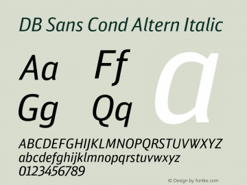 DB Sans Cond Altern Italic Version 1.000;PS 2.00;hotconv 1.0.38图片样张